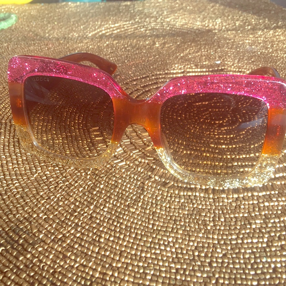 Gucci Fuchsia Havana Gold Glitter ✨ Sunglasses 🕶